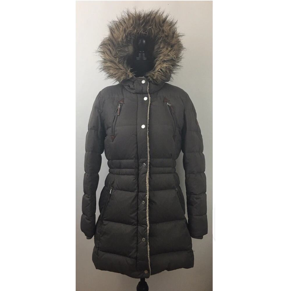 Lauren Ralph Lauren Gray Anorak Puffer Down Coat Jacket Sz Large Hooded Outdoor